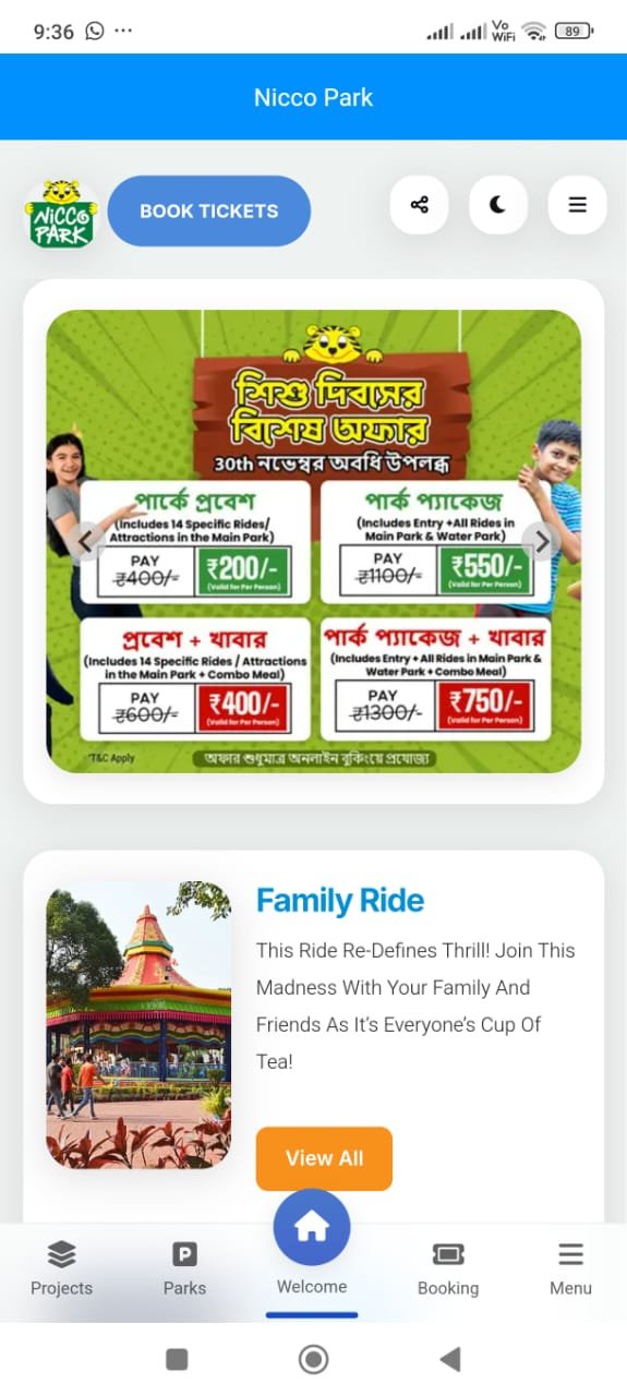 Nicco Park App - Home