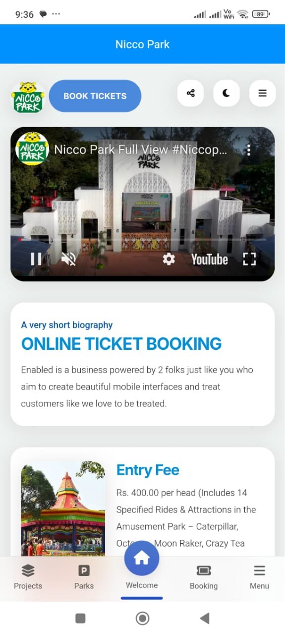 Nicco Park App - Booking